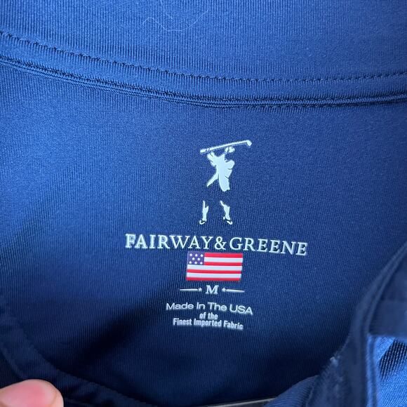 Fairway & Greene Mens Shirt Blue Golf Polo Striped Comfort Quick Dry Stretch M - Picture 6 of 12